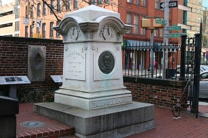 The gravesite of Edgar Allan Poe in Baltimore, MD
