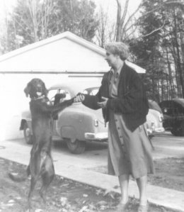 grandma and a dog